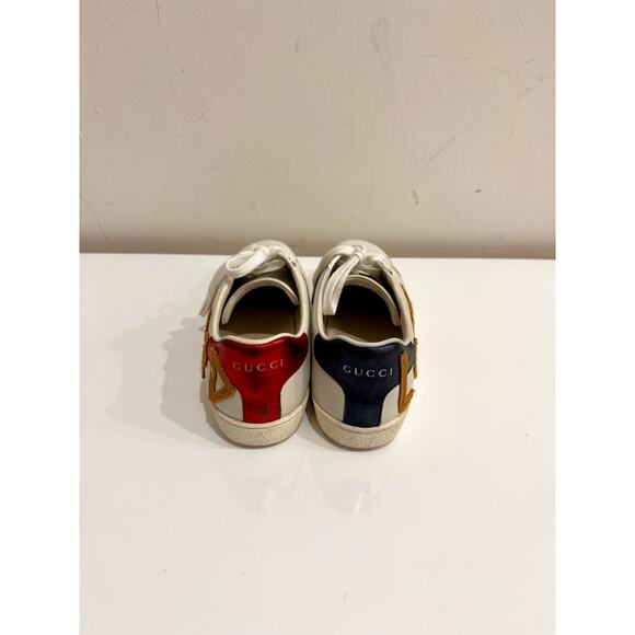 Gucci Leather Web Ace Lace Up Embroidered Loved Sneakers White Womens Size 37 - Picture 5 of 7